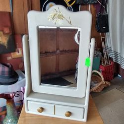 Wood Vanity Mirror With Drawer
