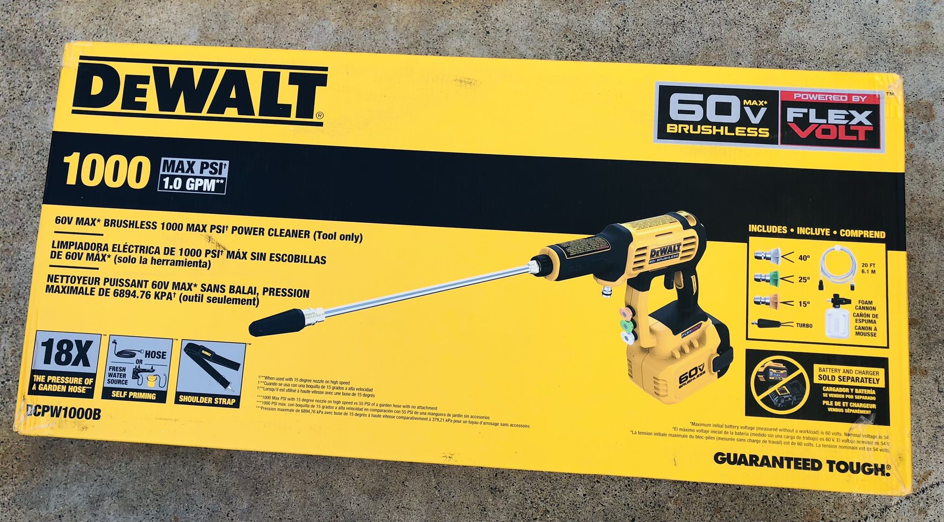 DEWALT FLEXVOLT 60V MAX 1000 PSI 1.0 GPM Cold Water Cordless Battery Power Cleaner (Tool Only)