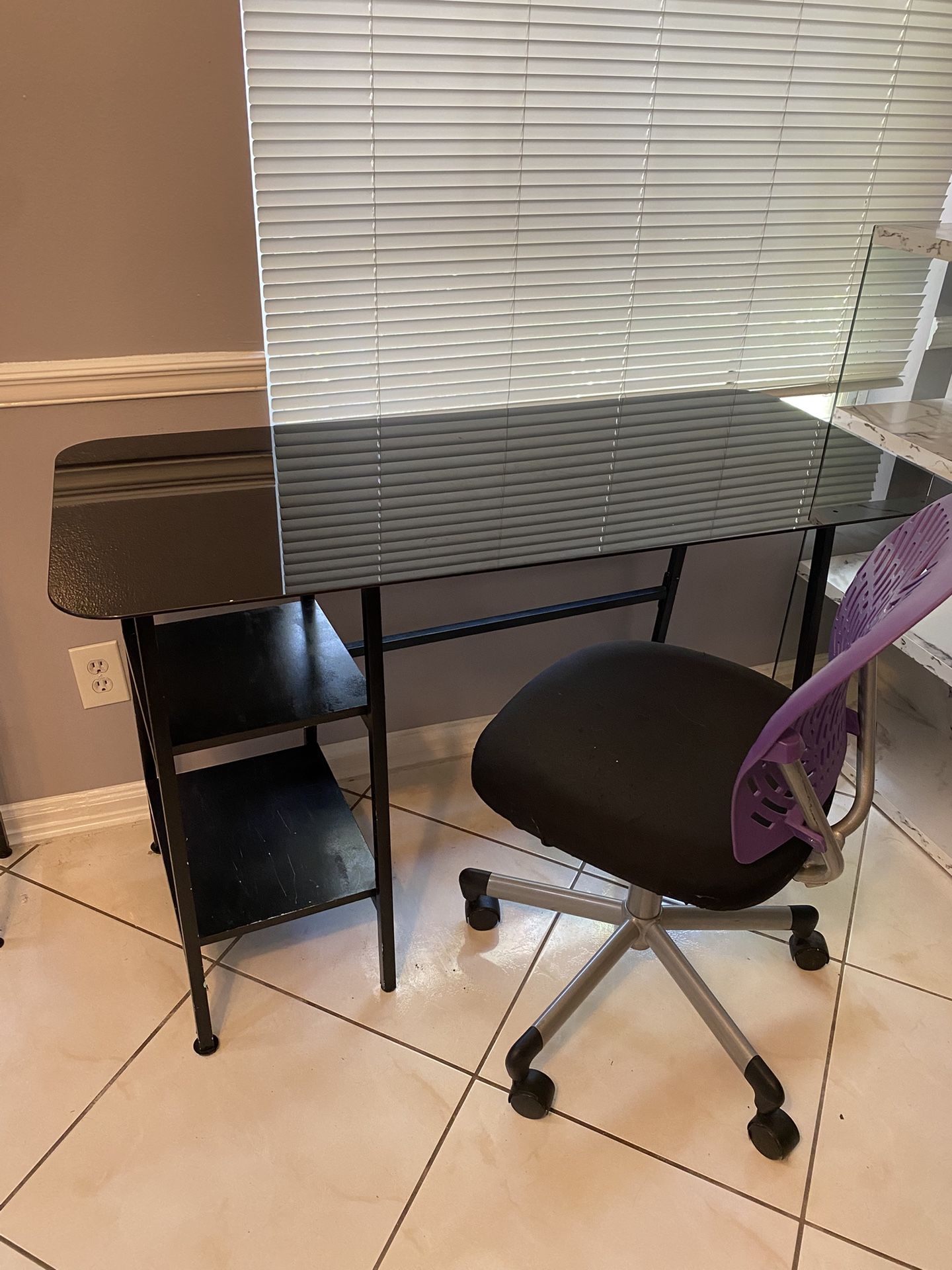 Glass Top Desk & Swivel Office Chair