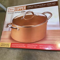 Parini 5 Quart Dutch Oven ceramic non stic pot cookware copper new