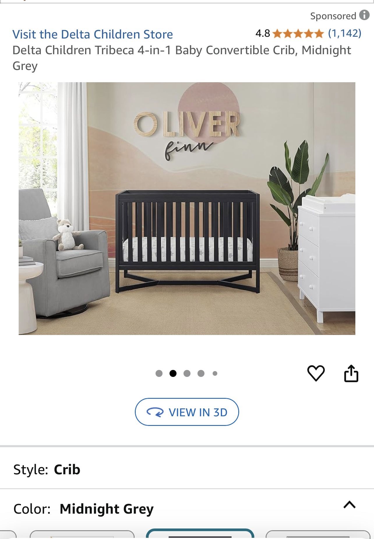 Delta Children's Tribeca in Convertible Crib New In Box