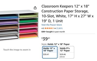 Classroom keepers, construction paper
