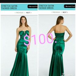 Strapless. Mermaid. Strech Satin Size 6 Formal Gown. Emerald Green. 