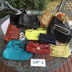 Lot A: 10 Assorted Purses Fossil Monsac Fecucci I Frogee Koret