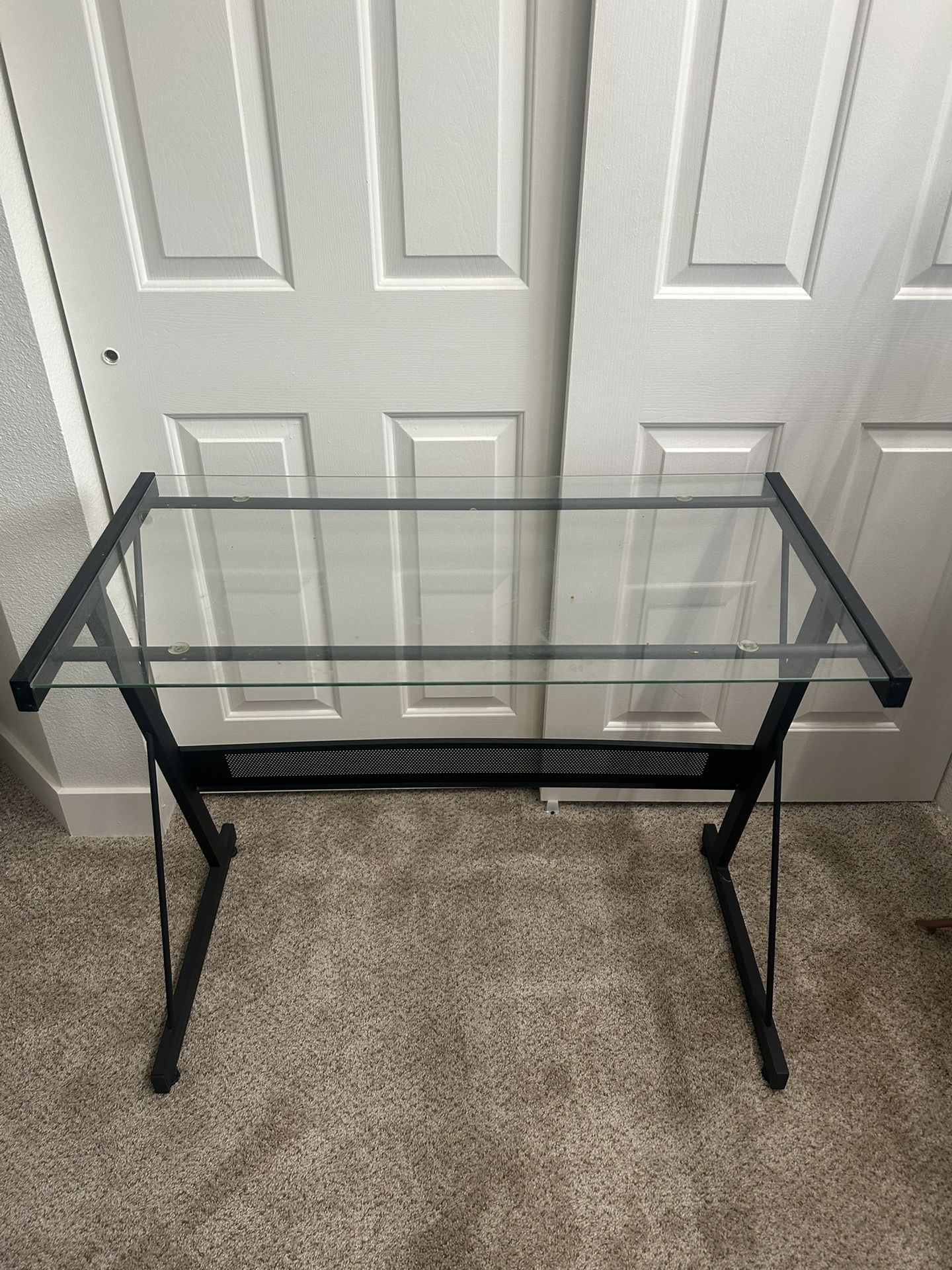 Glass Top Desk And Chair 