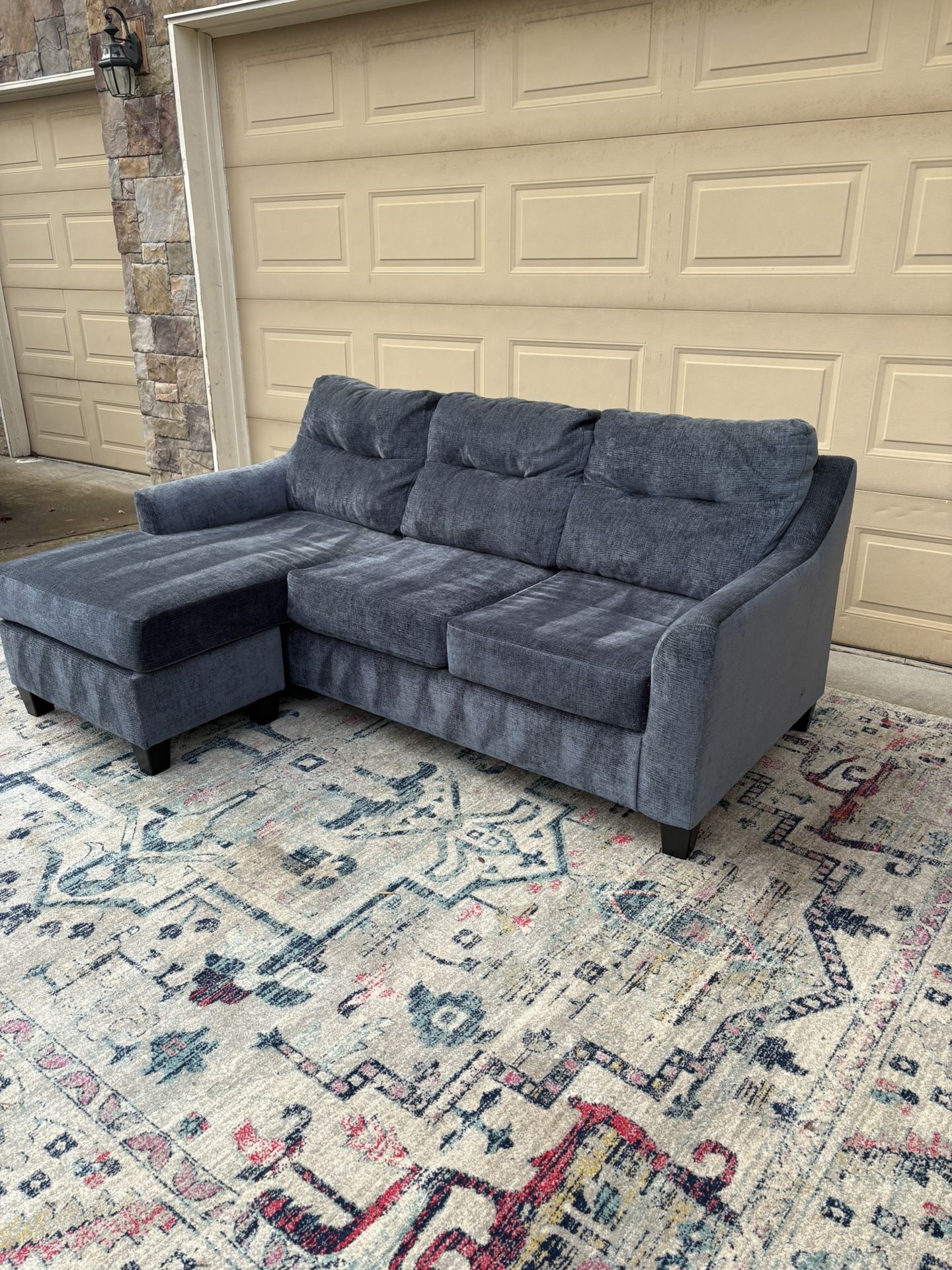 Modern Blue Sectional Sofa - Reversible Chaise - Great Condition!