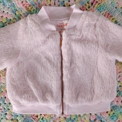❤️ CAT & JACK Baby Girl Soft Pink Faux Fur Fully Lined Zip Up Jacket Coat! 🌼 Size: 3-6 months! ❤️ Excellent Condition!