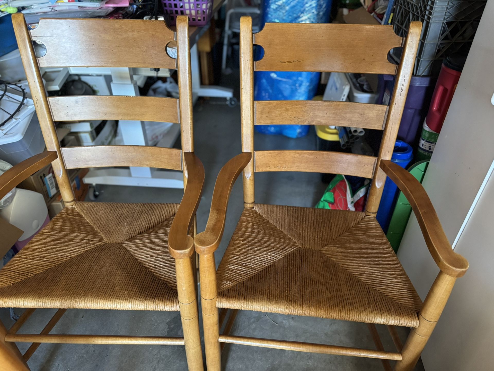 Vintage Ladder Back Dining/Kitchen Chairs with Rush Woven Seats