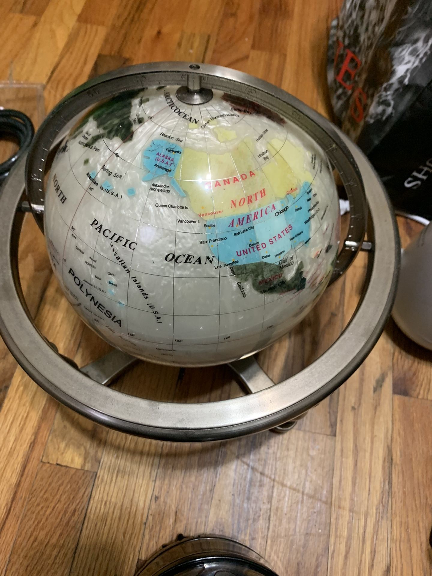 Mother Of Pearl Gemstone Desk Globe