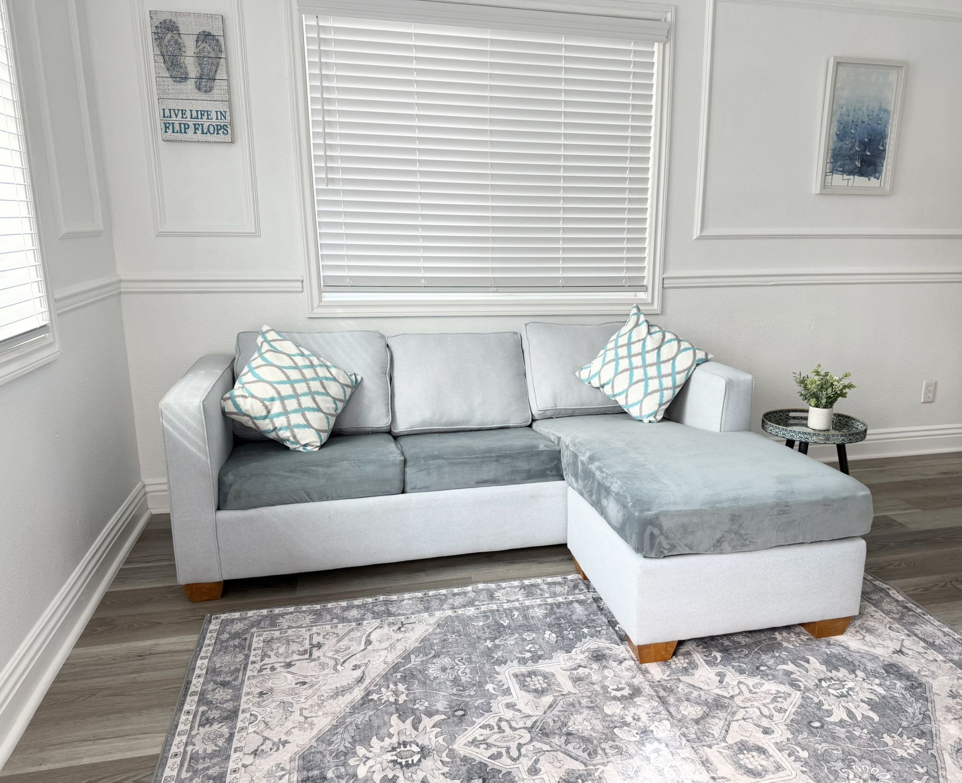 Beautiful Light Blue Sectional Sleeper Sofa Reversible Chaise