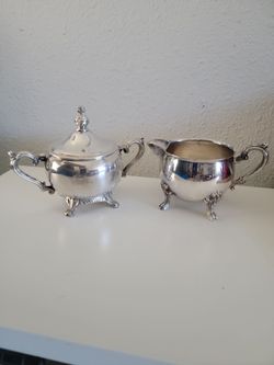 Vintage Silver-plated Creamer and Sugar Bowl.