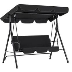 🔥Brand new in Box 🔥3-Person Steel Frame Outdoor Patio Porch Swing Chair in Black with Adjustable Canopy 💰80$