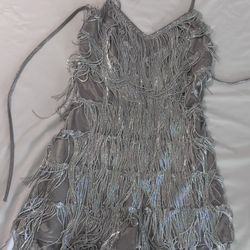 Large Silver Fringe Romper 