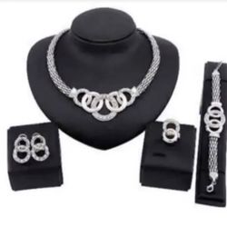 4pcs African Ethiopian Jewelry Set Necklace Bracelet Earrings And Ring
