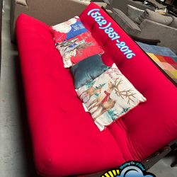 Red Sofá Couch New Wooden Bonito Full Size Mattress 