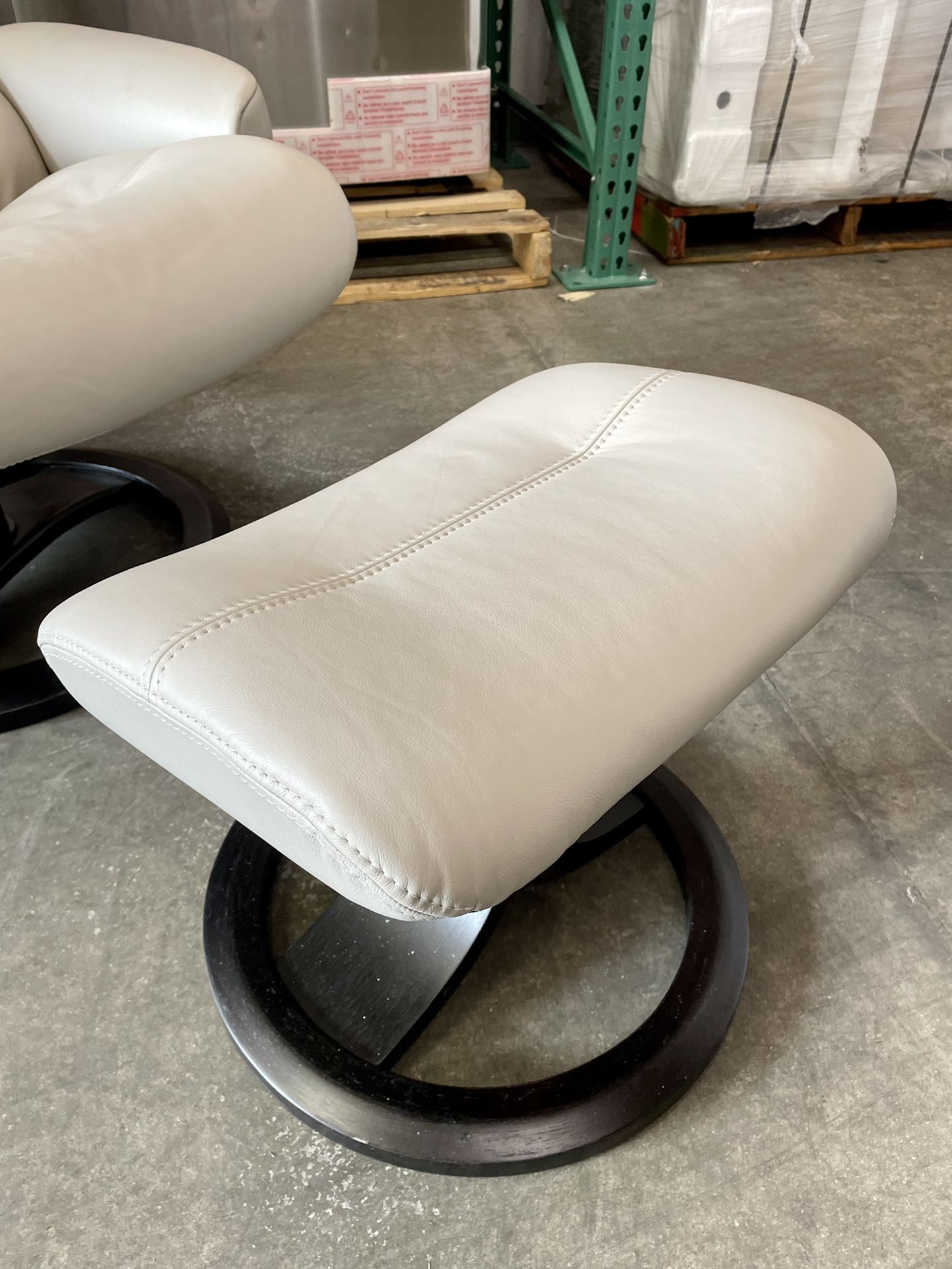 Oslo nordic home leather 2024 recliner & ottoman gray