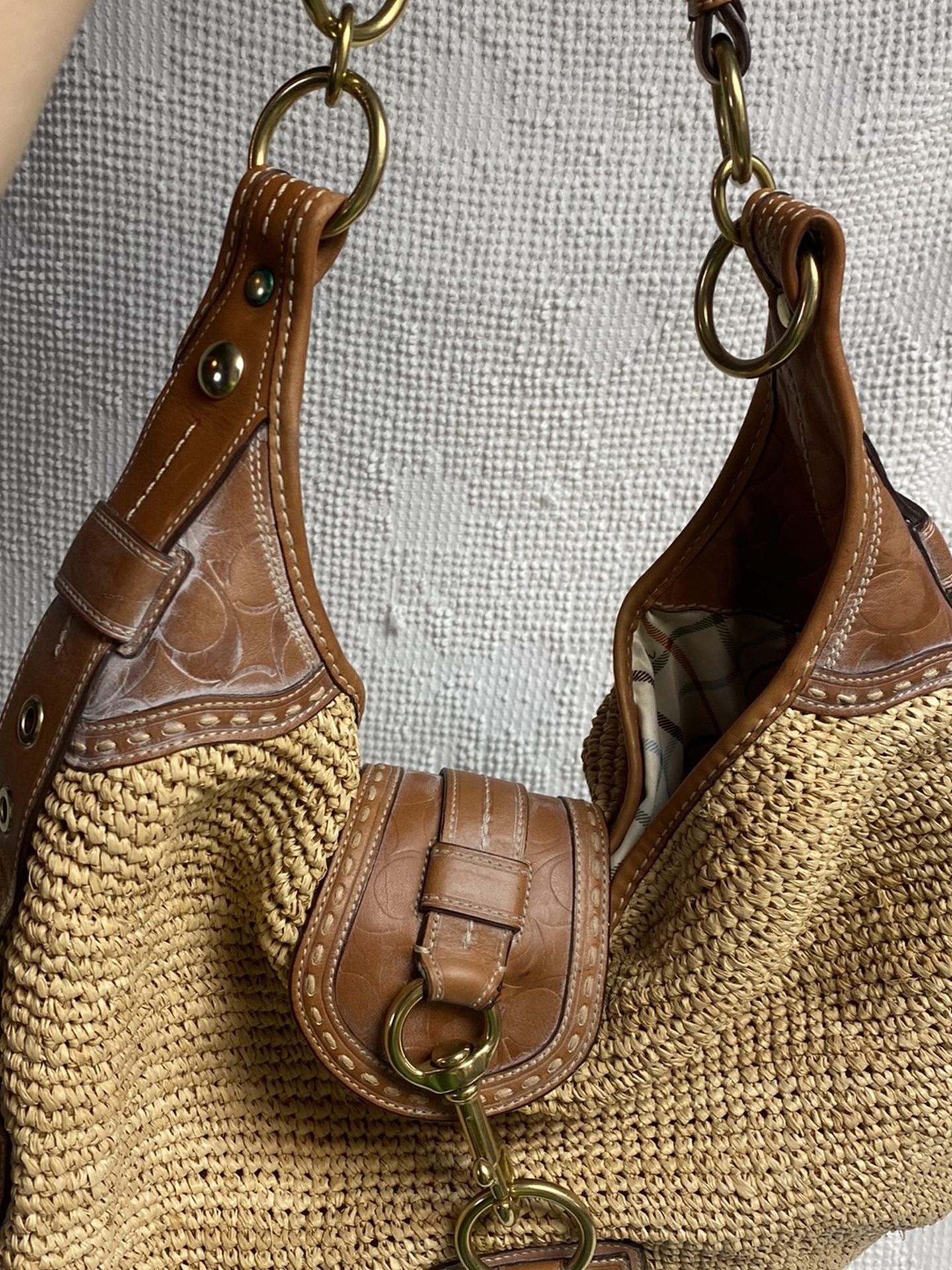 Coach straw hobo purse