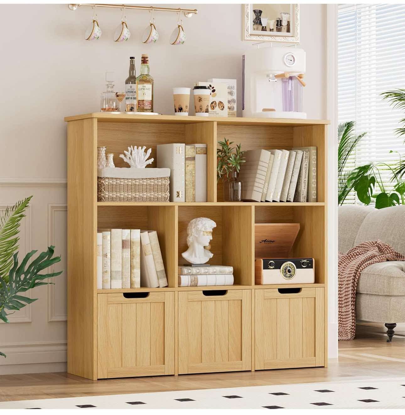 Toy Storage Organizer with 3 Movable Drawers, Floor Storage Cabinet Toy Natural V-5