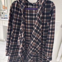 Cuddl Dud  Brown Plaid Hooded Jacket