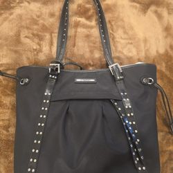 NWOT BRIGHTON Sydney Black Nylon leather Studded tote Shoulder Bag