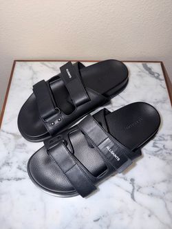 Men’s AllSaints Vex Leather Sandals Slide Slippers Size 10 Black M002FA VEX