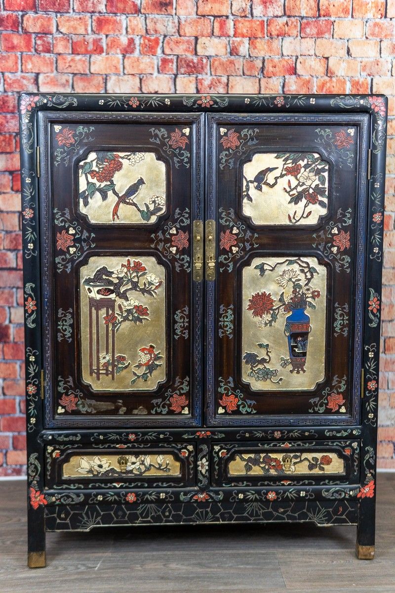Carved & Painted Chinese Cabinet - Delivery Available
