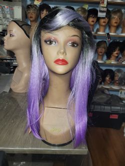 Perm-zinnia#PT1B/L.Purple, Synthetic Full Cap Wig.