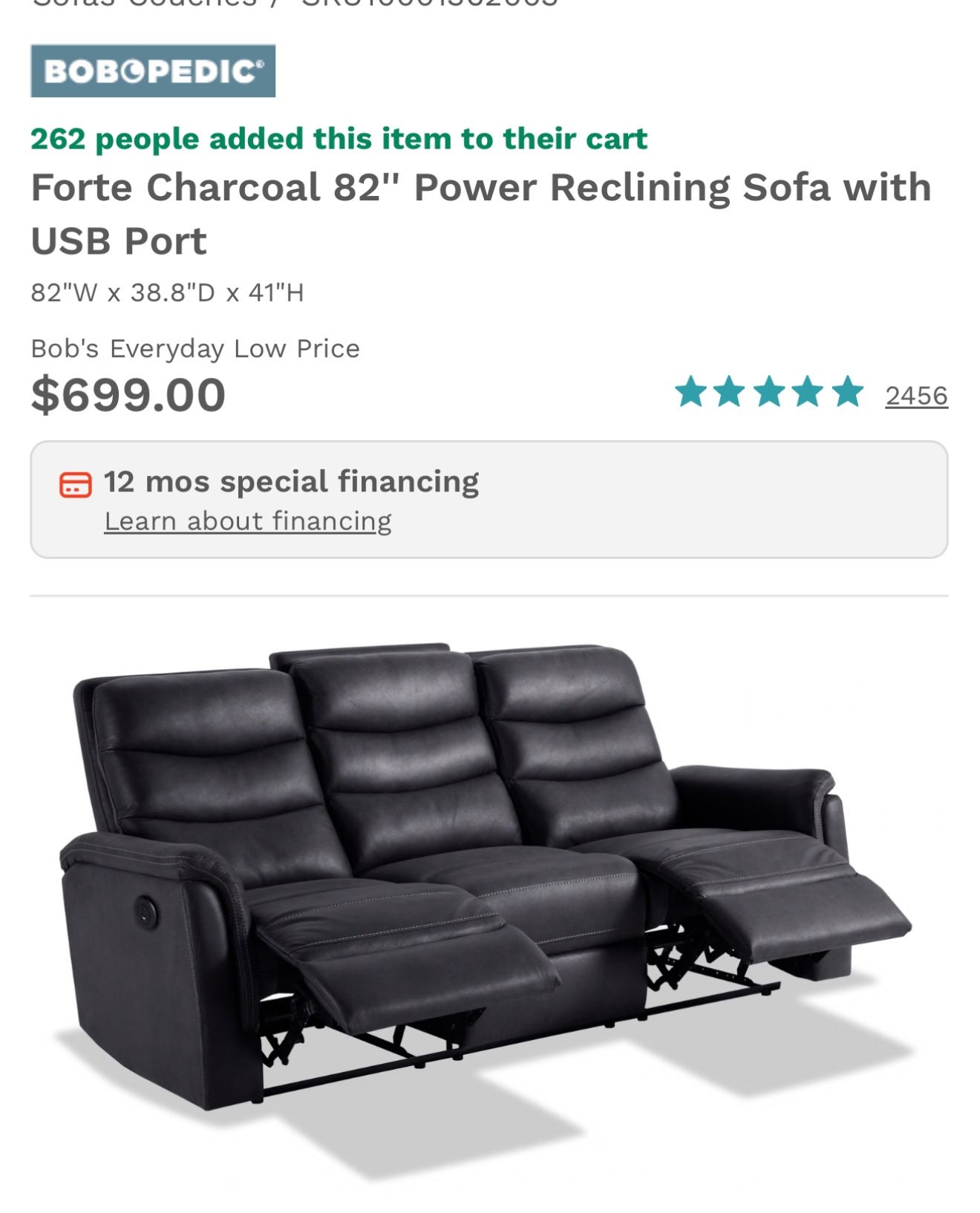Power Double Reclining Recliner Sofa Forte 