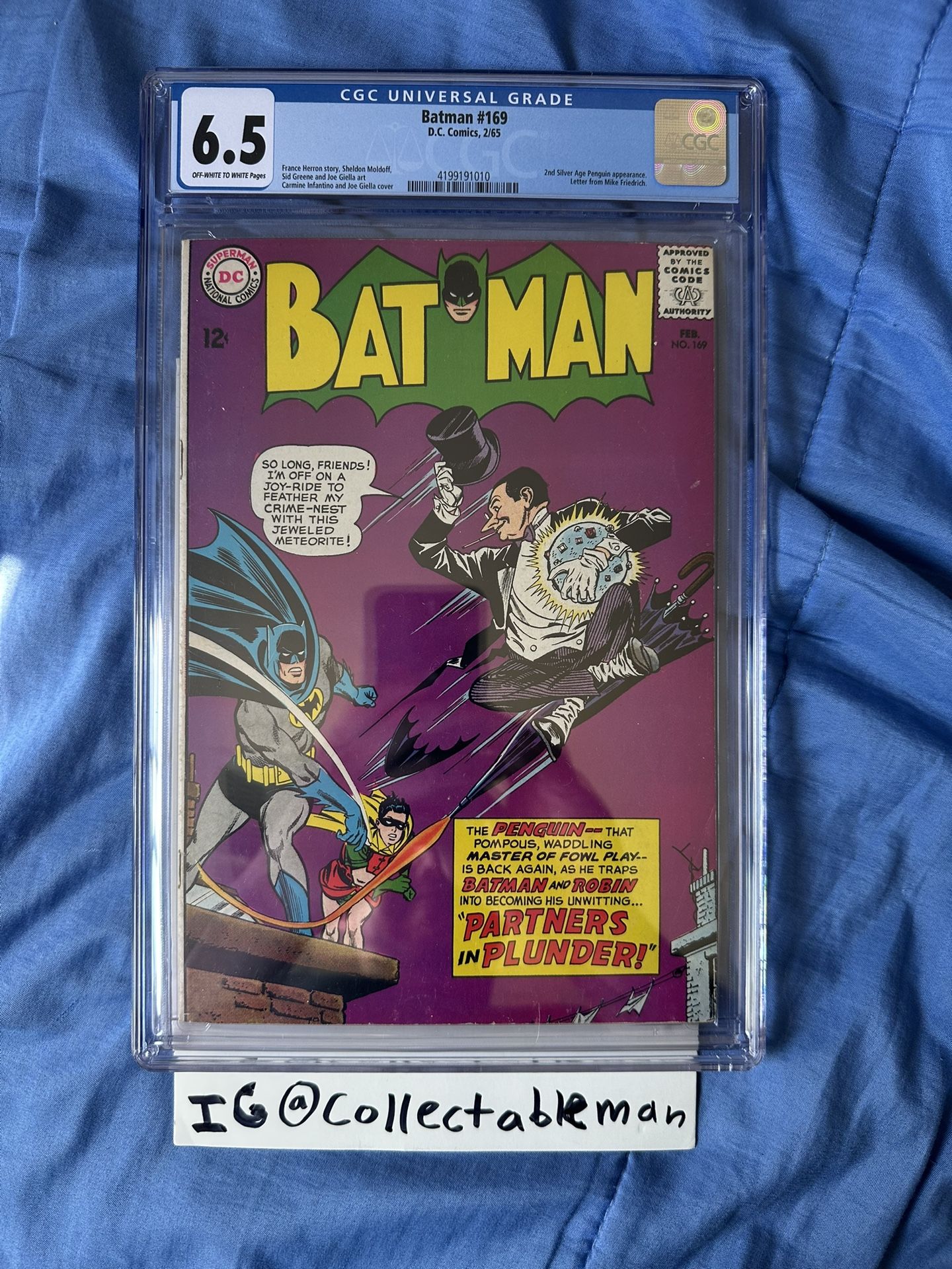Batman #169 1965 CGC 6.5 2nd Silver Age Penguin Bright Purple Cover