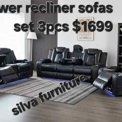 Salas electrica con bocinas Bluetooth recliner nuevas color blaco gris y negro free delivery local