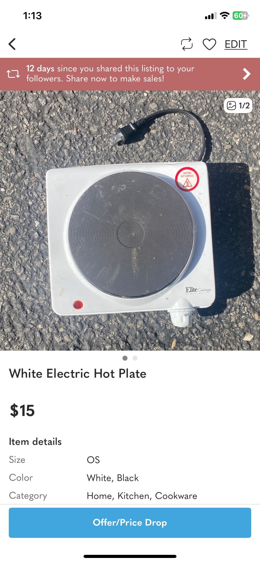 White Electric Hot Plate 