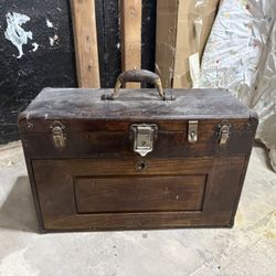 H. Gerstner & Sons Antique Machinist Tool Box/ Wooden Chest, 7-Drawer