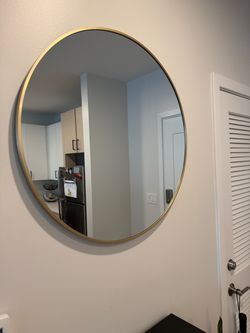Gold Round Mirror