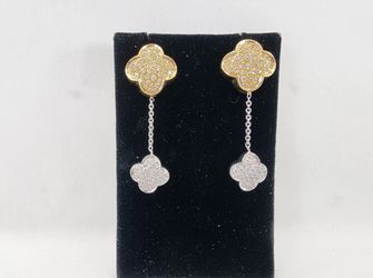 Mouawad Heidi Klum 18k Yellow Gold Pave Diamond Clover Dangling Earrings