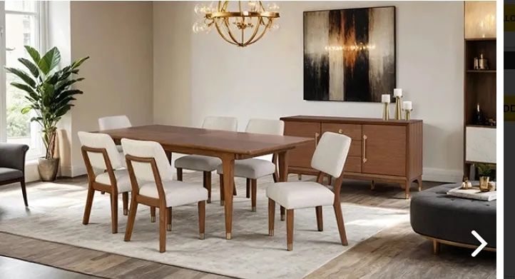 Mega Sale! 7 PCS Ibis Collection Dining table set-Solid Wood Table Legs w/ Walnut Veneer Now 1459.00 Free Delivery π