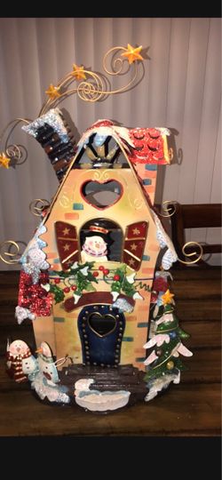 27” Tall Costco Christmas Village House Candle Holder
