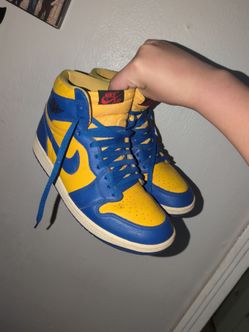 Blue and yellow retro high tops