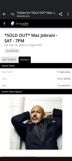 Maz Jobrani Ticket 3/16