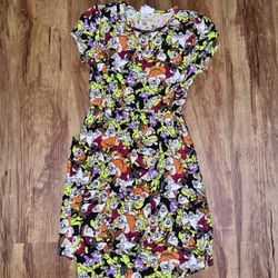 Disney LuLaRoe Girls Size 12 Snow White Dwarfs Midi Dress all over print with po