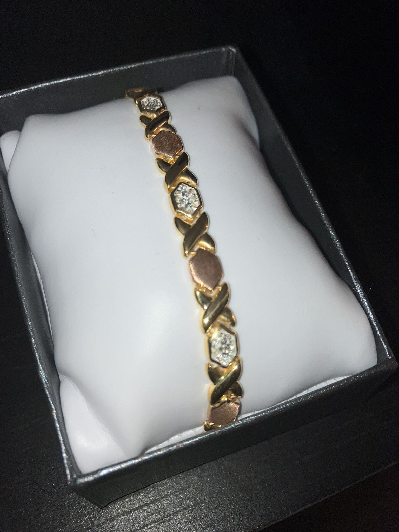 18K Gold Over Sterling Silver And Crystal XO