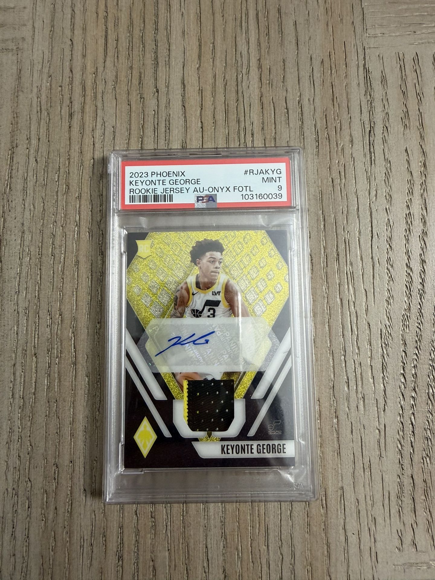 2023 Phoenix Keyonte George Rookie Jersey Auto – Onyx FOTL – PSA 9 Mint – Serial Numbered 16/17 