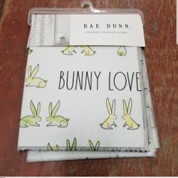 Rae Dunn Shower Curtain Liner BUNNY LOVE EASTER 72"x72" NWT