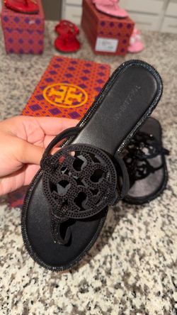 Tory Burch black sparkle sandal
