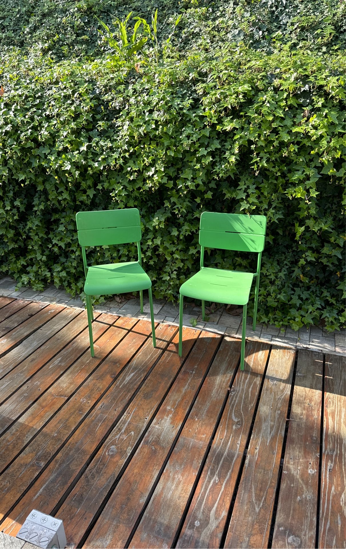 two green chairs