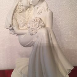 "WEDDING PROMISES" BRIDE & GROOM SWEPT AWAY WEDDING CAKE TOPPER