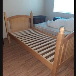 Will Take Best Offers Not Free, Solid Wood Bed Frame With Side Rack Size Twin 