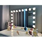 Kottova Large Vanity Mirror with Lights,27.5"x21.6"Hollywood Makeup Mirror with 18 Dimmable Bulbs,3 Color Lights,USB Charger Port,Detachable 10X Spot