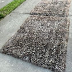 Flocati Vintage Wool Sheppard's Rug (2 Available)