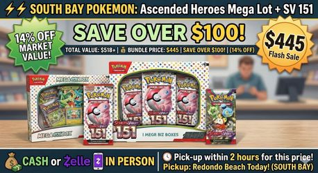 SOUTH BAY POKEMON: Ascended Heroes Mega Lot + SV 151 (14% OFF Market!)