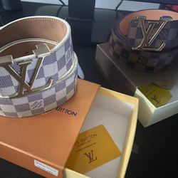 Lv Belts - White & Brown 